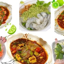 ยำมะนาวสด กุ้งแช่น้ำปลา ตลาดนัดคุณตุ๊ก