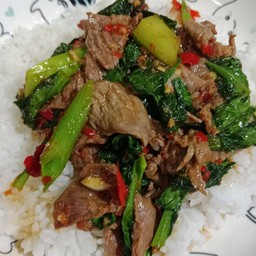 ข้าว คะน้าเนื้อน้ำมันหอย