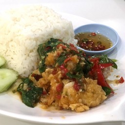 ข้าวไก่กรอบ ซอสกะเพรา