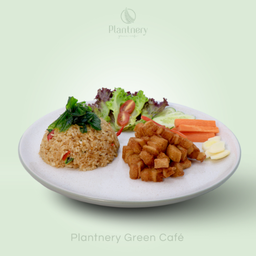 ข้าวผัดกะเพราหมูกรอบแพลนท์เบส