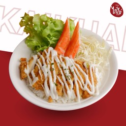 ข้าวหน้าไก่ทอด ซอสมาโย