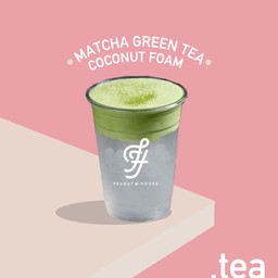 A Matcha green tea coconut foam