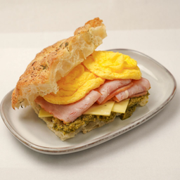 Pesto Ham Egg Cheese Focaccia