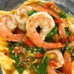 ข้าวไข่ข้นกระเพรากุ้ง