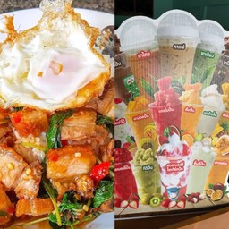 กระเพราหมู+น้ำ