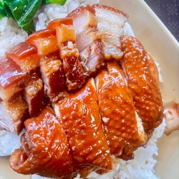 ข้าวไก่ตุ๋น + หมูสามชั้น