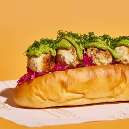 RedBeet Chicken Dog + Vanilla Yuzu Lemonade