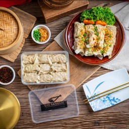 เกี๊ยวทรงเครื่องบางทราย(ไส้หมู+กุ้ง)