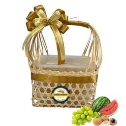 ตะกร้าเยี่ยมไข้พรีเมี่ยม สำหรับทำบุญ เลือกผลไม้ได้ ผลไม้พร้อมทาน