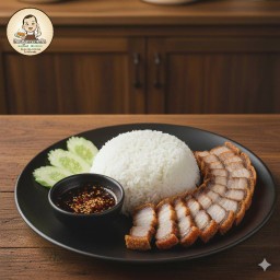 ข้าวหมูทอดติดมัน (สามชั้นกรอบนุ่ม)