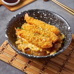 เบนโตะข้าวหน้าคัตสึด้งกุ้งทอด ฟรี! เครื่องเคียงและซุปมิโสะ