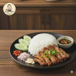 ข้าวหมูทอดขยำ (สันนอกไม่ติดมัน)