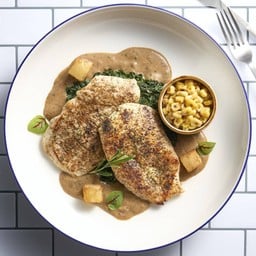 สเต๊กไก่ย่างเคจัน พริกไทยทรัฟเฟิล