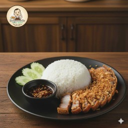 ข้าวหมูทอดกระเทียมกรอบ {กระเทียมเจียวบ้านๆ}