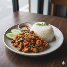 ข้าวพริกแกงใต้ตับหมู