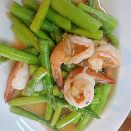 หน่อไม้ฝรั่งผัดกุ้ง