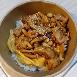 ข้าวไก่ผัดซอสเทอริยากิ+ไข่ข้น