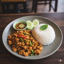 ข้าวพริกแกงใต้หมูสับ