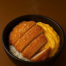 ข้าวสเต็กไก่ชุปแป้งทอด&ไข่ข้น