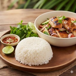 ข้าวยำแซ่บไก่ย่าง