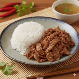 ข้าวหมูชิ้นกระเทียมพริกไทย