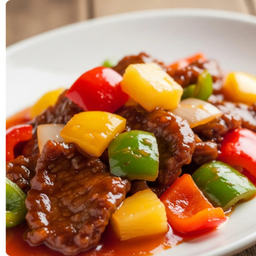 Stir-fried sweet and sour beef (ผัดเปรี้ยวหวานเนื้อ)