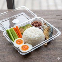 เซตข้าวน้ำพริกผัดหมู+ปลาทู+ไข่ต้ม