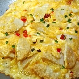 ข้าวหน้าไข่เจียวหมูยอพริกสด