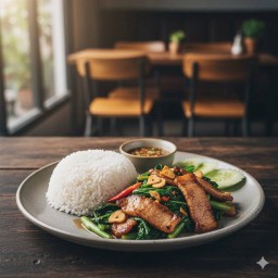 ข้าวคะน้าเนื้อ