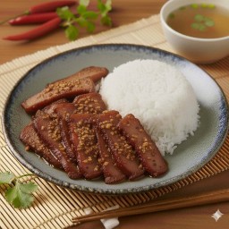 ข้าวคอหมูย่างน้ำผึ้งกระเทียมพริกไทย