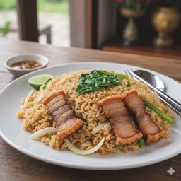 ข้าวผัดหมูกรอบ