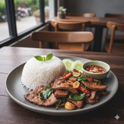 ข้าวกะเพราตับหมู