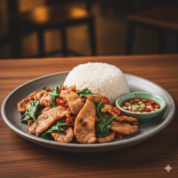 ข้าวกะเพราหมูชิ้น