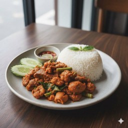 ข้าวพริกแกงใต้เครื่องในไก่