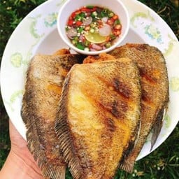 ข้าวปลาสลิดทอด+พริกน้ำปลาอร่อยๆจ้า