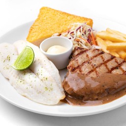 พอร์คลอยน์ + สเต็กปลาย่าง