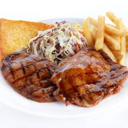สเต็กไก่เทริยากิ + บอสตันพอร์ค บาร์บีคิว
