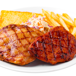 สเต็กไก่ย่างสไปซี่ + พอร์คลอยน์ บาร์บีคิว