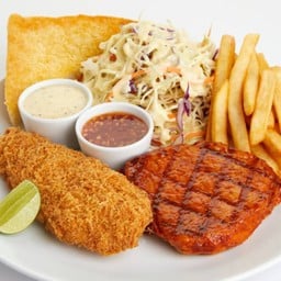 พอร์คลอยน์ บาร์บีคิว + สเต็กปลาทอด