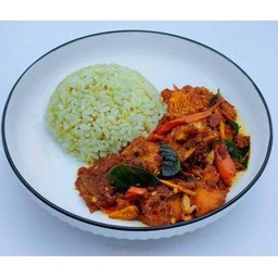 ข้าวกล้องปลากะพงผัดเผ็ด Brown rice withstir-fried Seabass curry Paste.