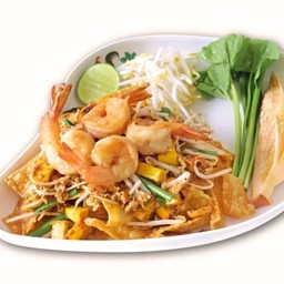 ผัดไทยเกี๊ยวกรอบกุ้งสด