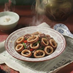 ปลาหมึกผัดพริกไทยดำ สูตรไฟแดง