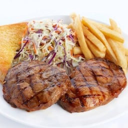 สเต็กหมูพริกไทยดำ + บอสตันพอร์ค บาร์บีคิว