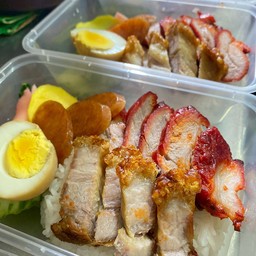 ข้าวหมูแดง-หมูกรอบ