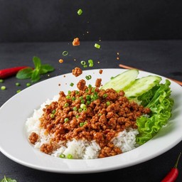 Fried Minced Pork With Garlic On Rice