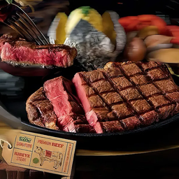 สเต็กเนื้อ US ชิ้นใหญ่พร้อมข้าว