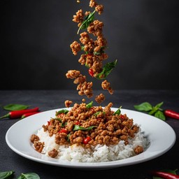 Rice Topped With Stir-Fried Pork And Basil