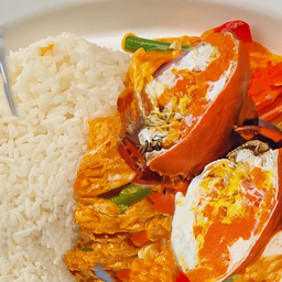 ข้าวหน้าปูไข่นึ่งผัดผงกระหรี่ 1ตัว M