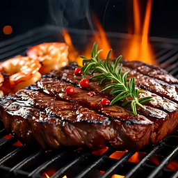 สเต็กเนื้อ U S พร้อมข้าว