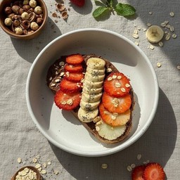Choc banana strawberry toast